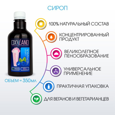 Коктейлер Семейный (OXYLAND) + сироп ЧЕРНИКА (0,35л)